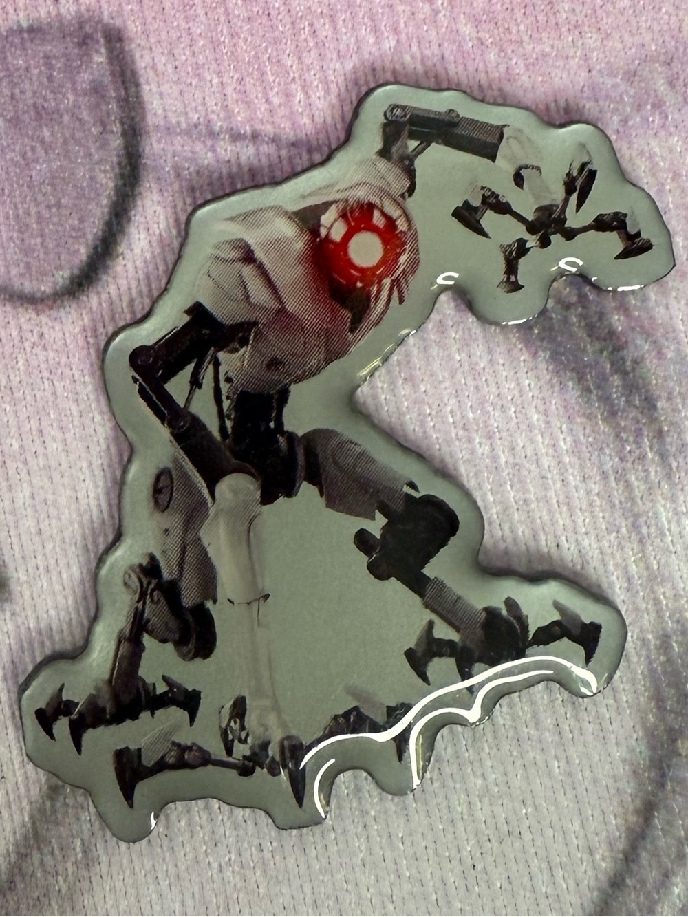 Nintendo Charm Robot Skeleton Enamel Pin - Red Eye Accent